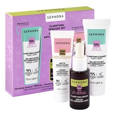 Clarifying Rescuer Set - Mini temizleyici + mini serum + mini nemlendirici, SEPHORA COLLECTION